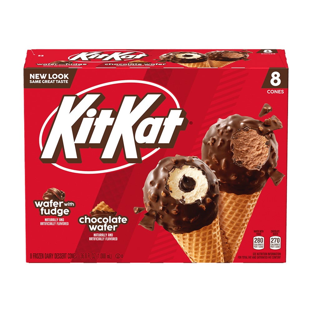 KIT KAT® Frozen Dairy Dessert Cones, 36.8 oz, 8 count box - Front of Package
