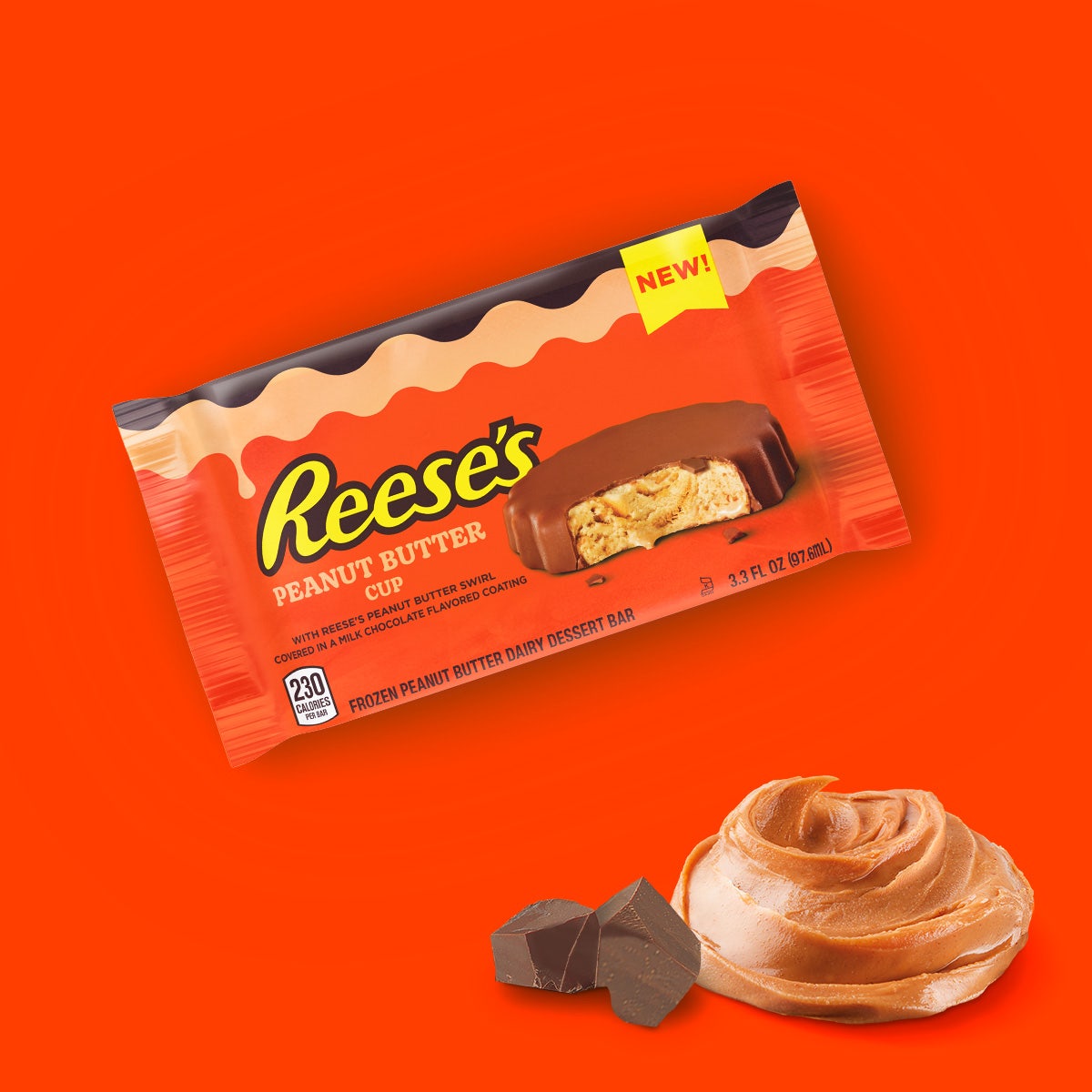 REESE'S Peanut Butter Frozen Dairy Dessert Cup, 3.3 oz - Front of Package