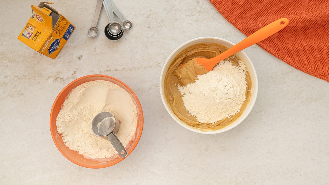 dry ingredients added to mixing bowl