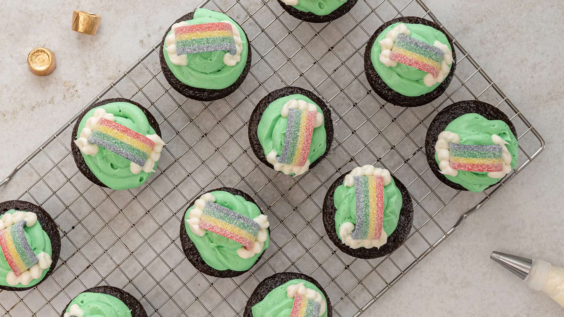 icing clouds added to cupcakes