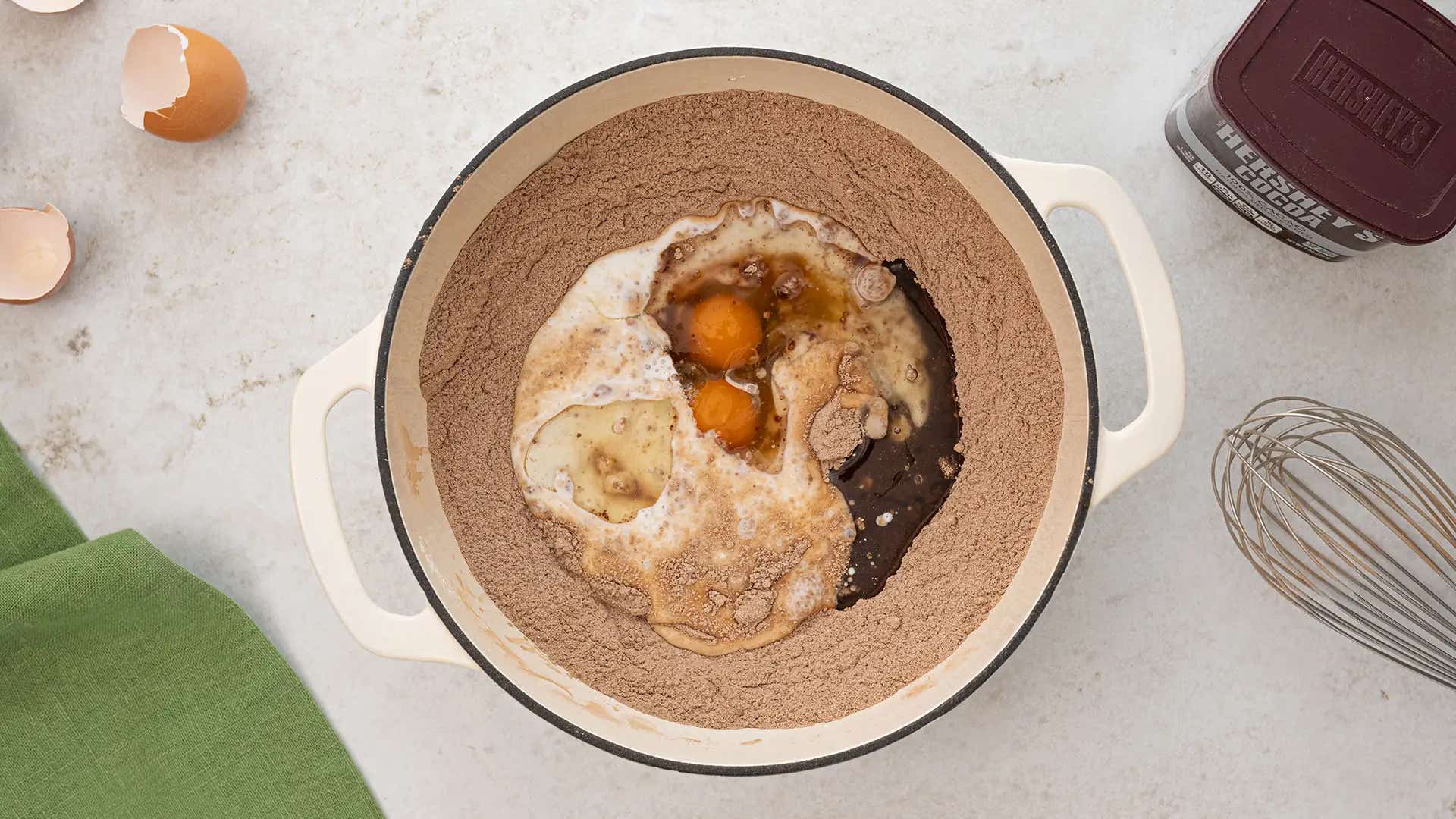 mix in wet ingredients