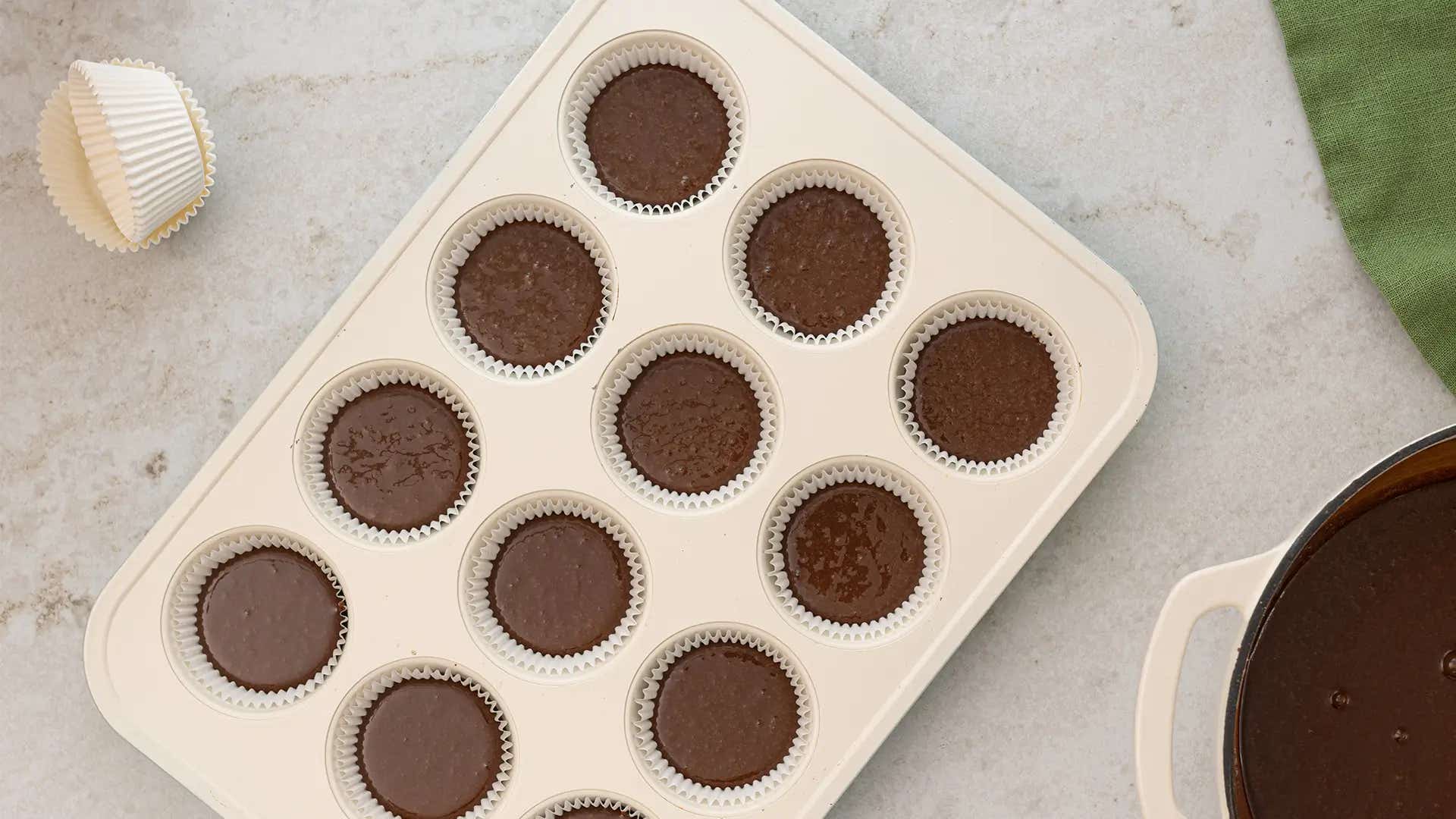 batter poured into muffin tin
