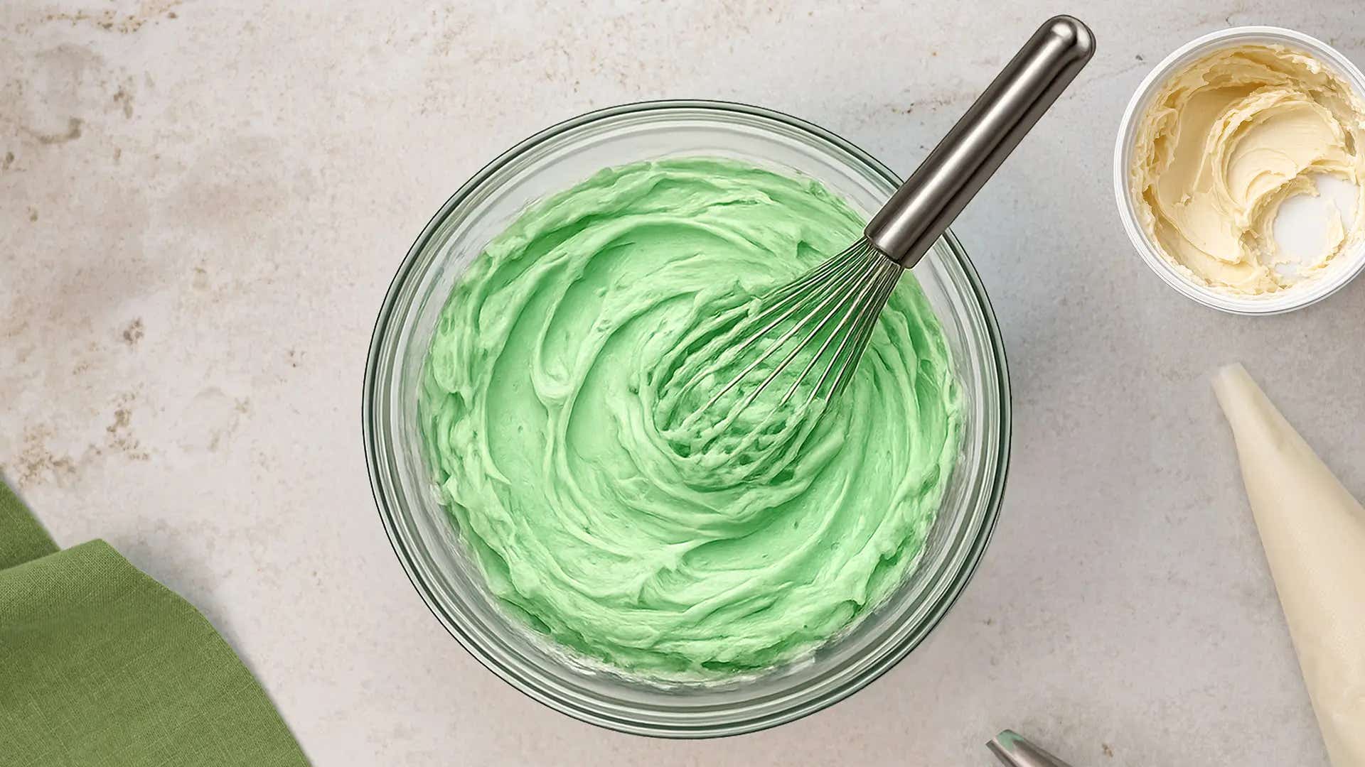 icing colored with green food coloring