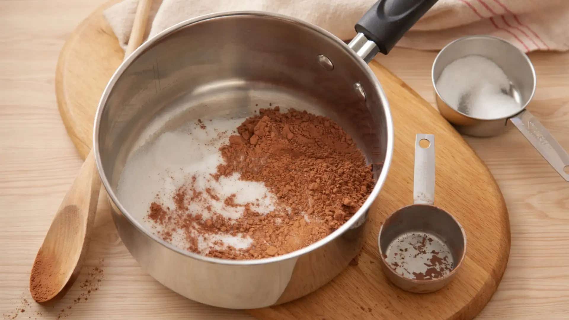 dry ingredients added to saucepan