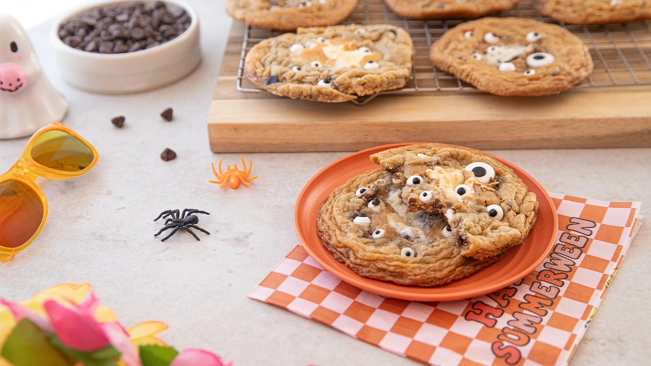 tray of smores eyeball cookies ready to serve