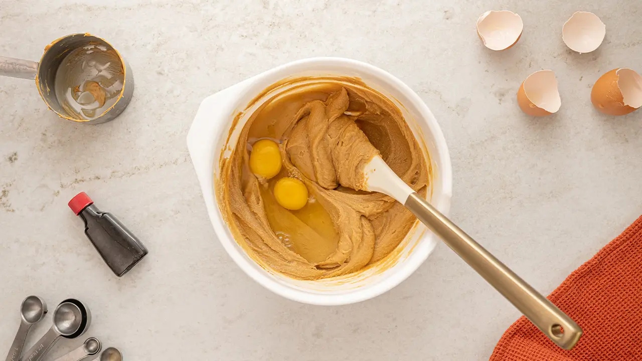 eggs added to mixing bowl