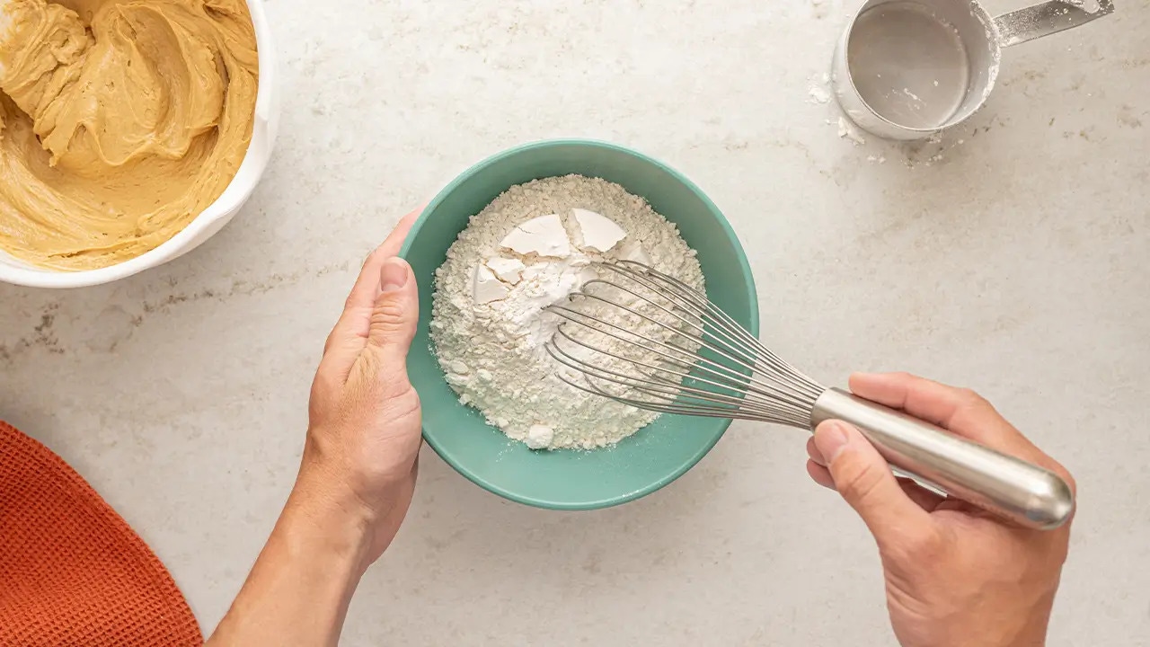 dry ingredients added to mixing bowl