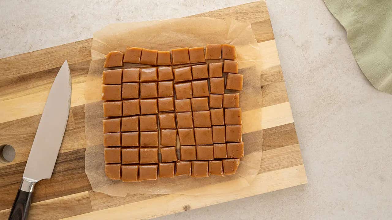 caramel cut into cubes