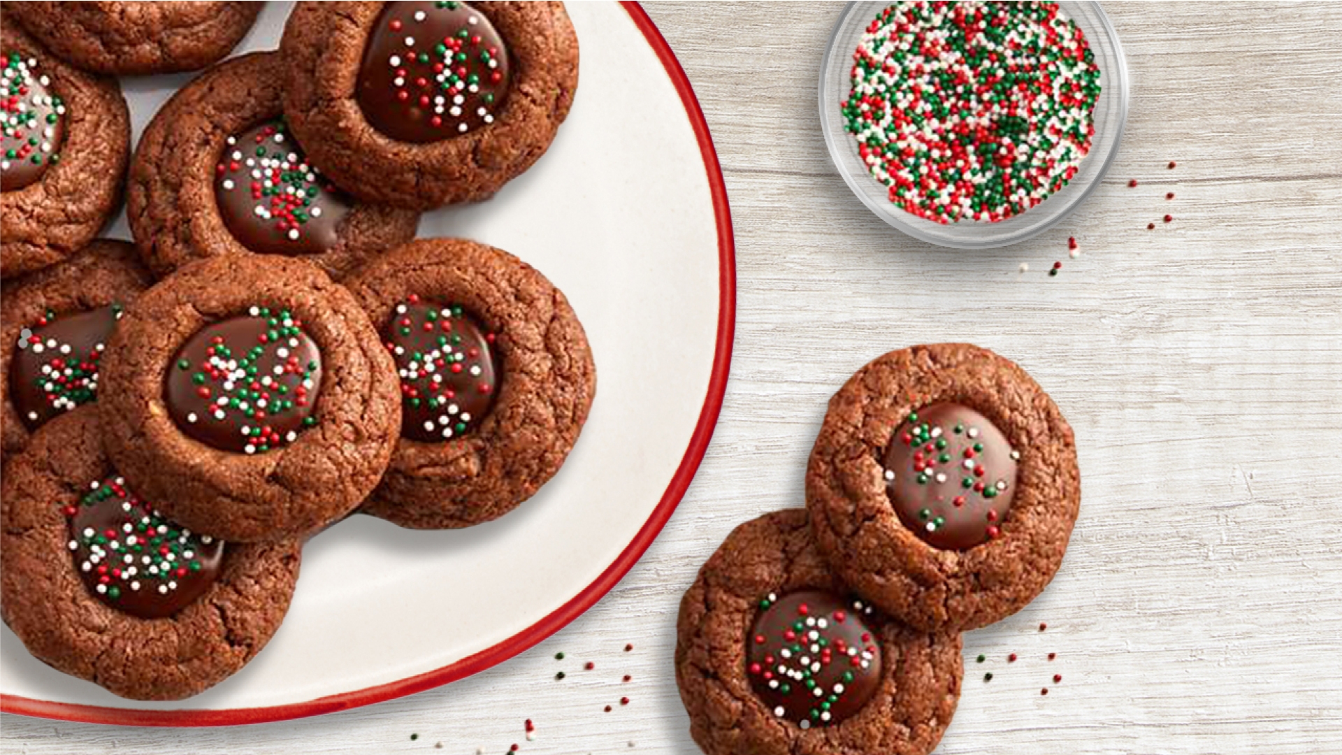 Chocolate Toffee Thumbprint Cookies