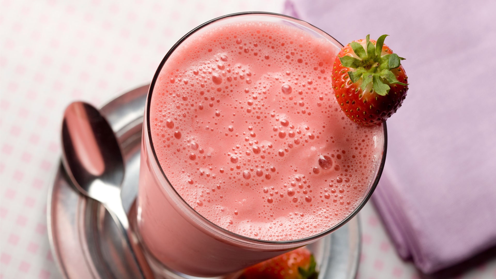 Strawberry Milkshake With Cream And Sauce In Take Away Cup Stock