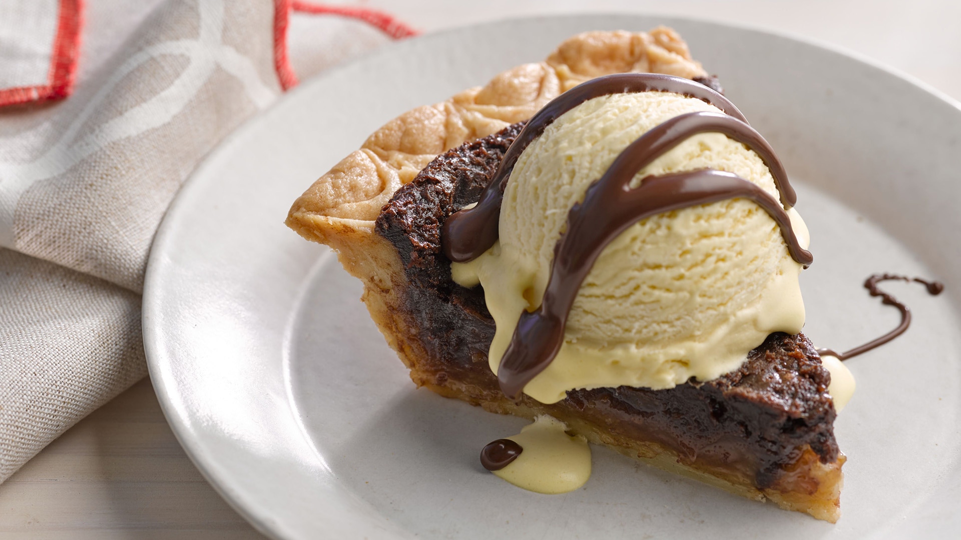 Upside-Down Hot Fudge Sundae Pie