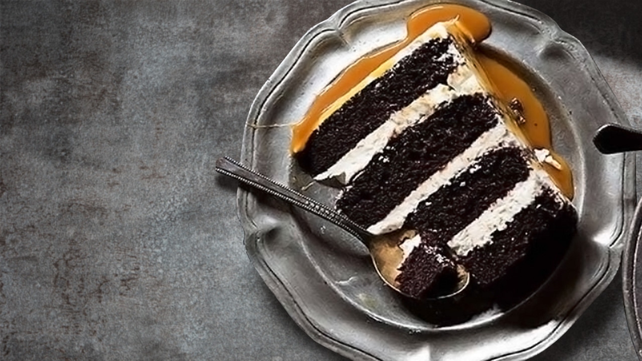 Image of Classic Chocolate Layer Cake with Caramel Drizzle