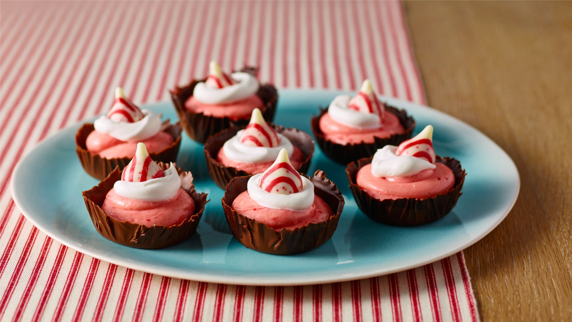 Double Chocolate Candy Cane No-Bake Cheesecakes