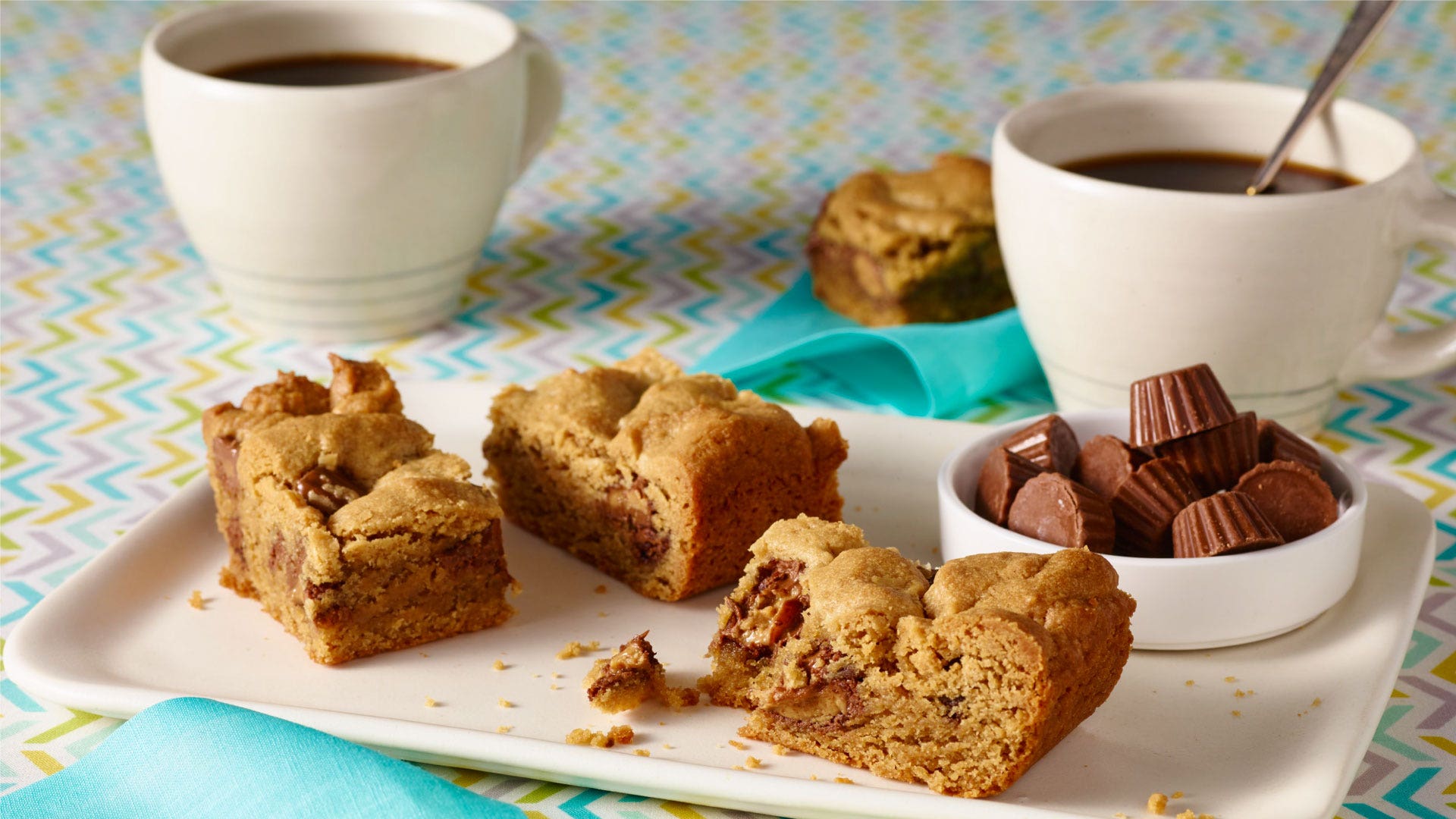 chocolate and peanut butter filled peanut butter blondies