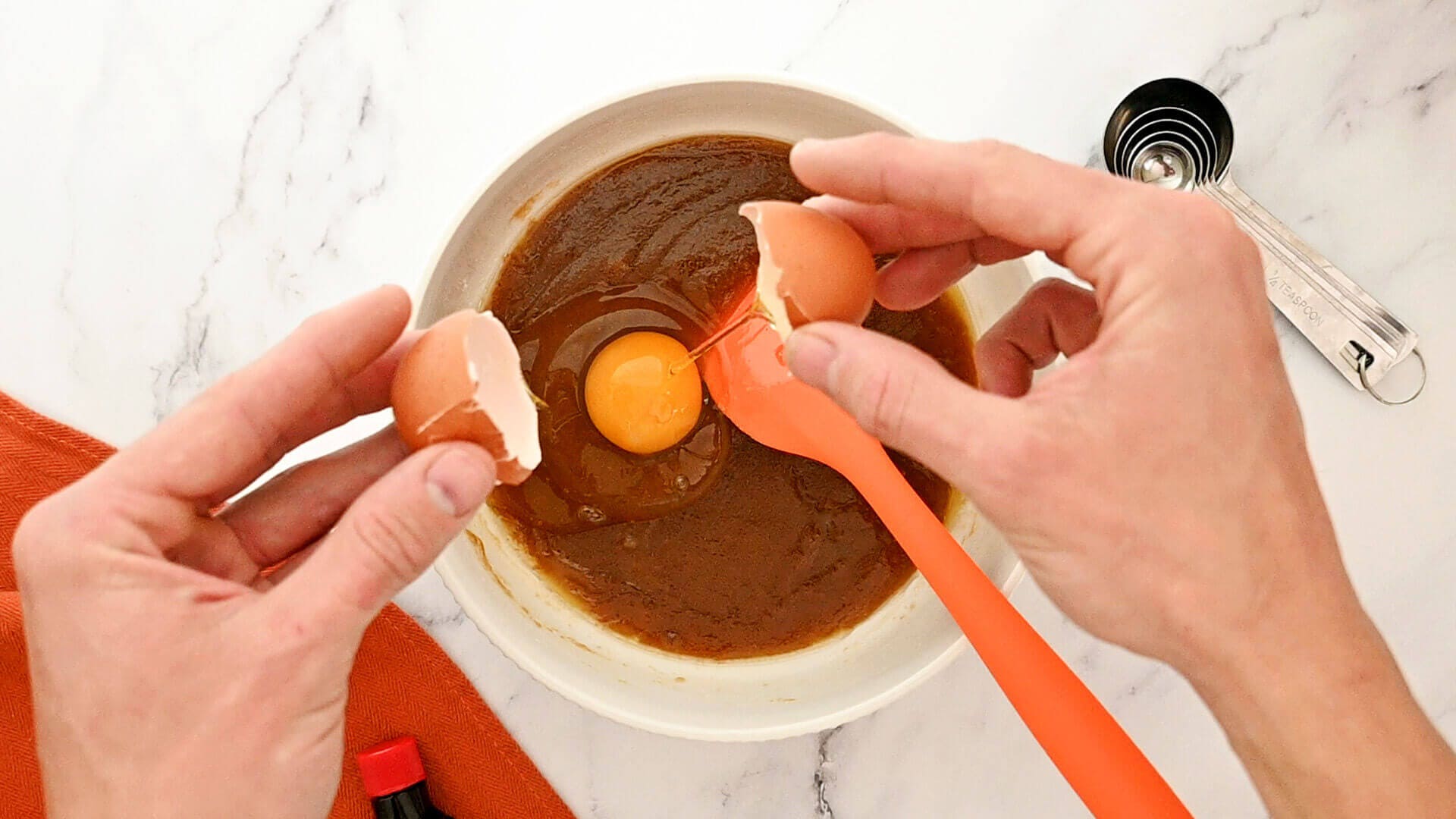 egg and vanilla added to mixture