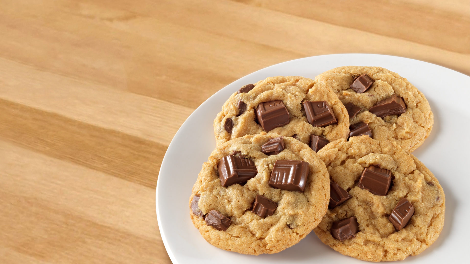 HERSHEY'S Milk Chocolate Bar Chunk Cookies on plate