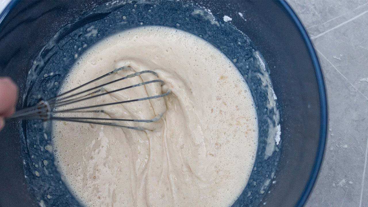 whisk dry and wet ingredients until batter is combined