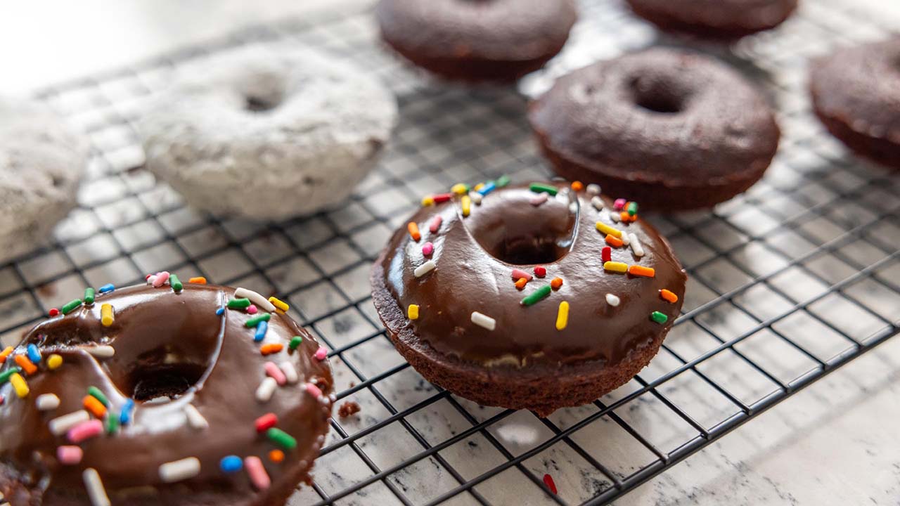 baked chocolate cake donuts recipe