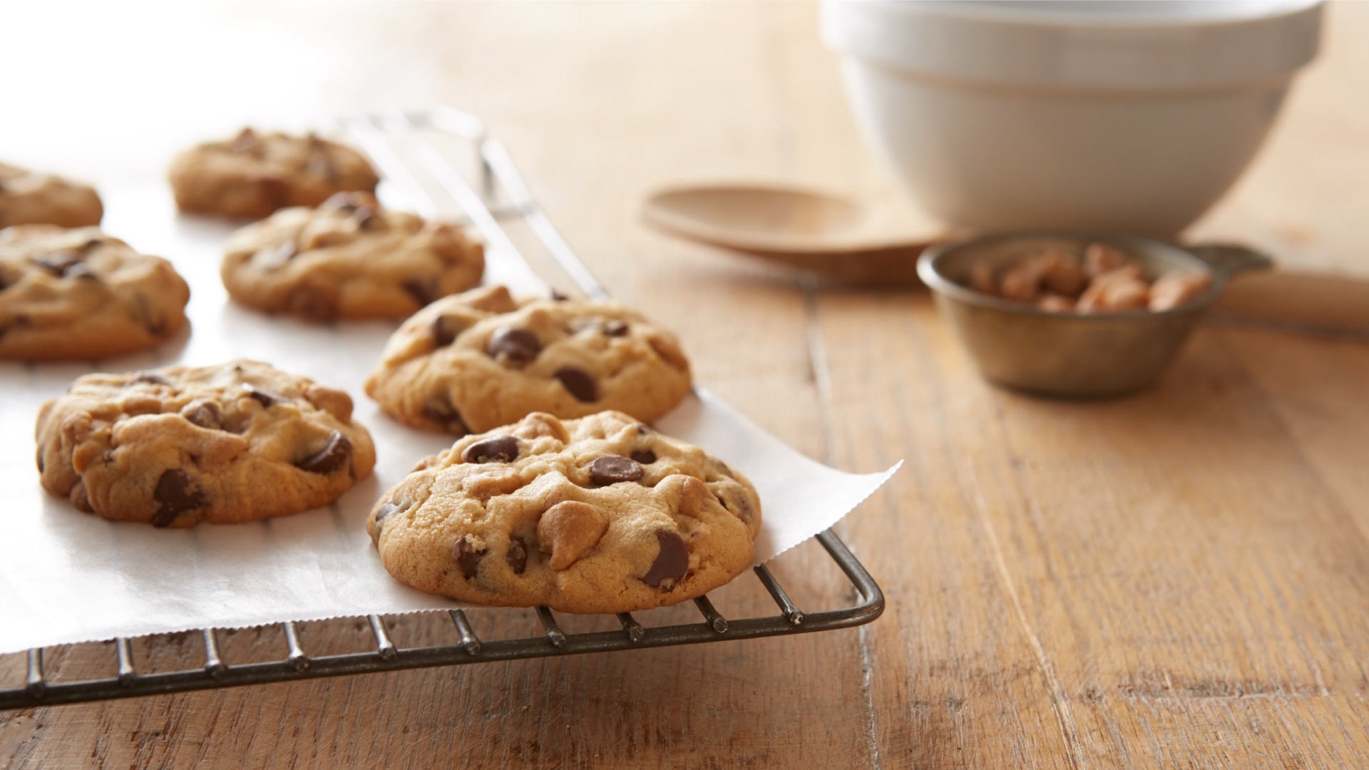 double peanut butter and milk chocolate chip cookies