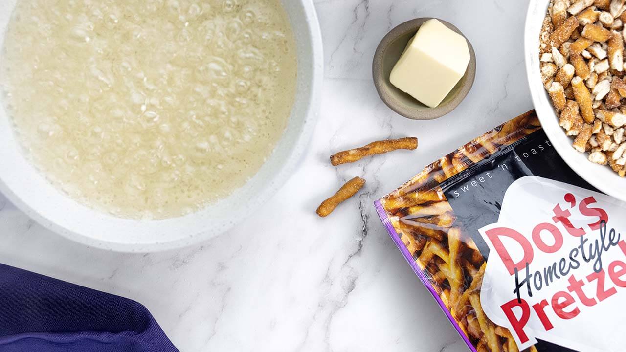 stirring wet and dry ingredients together in a saucepan