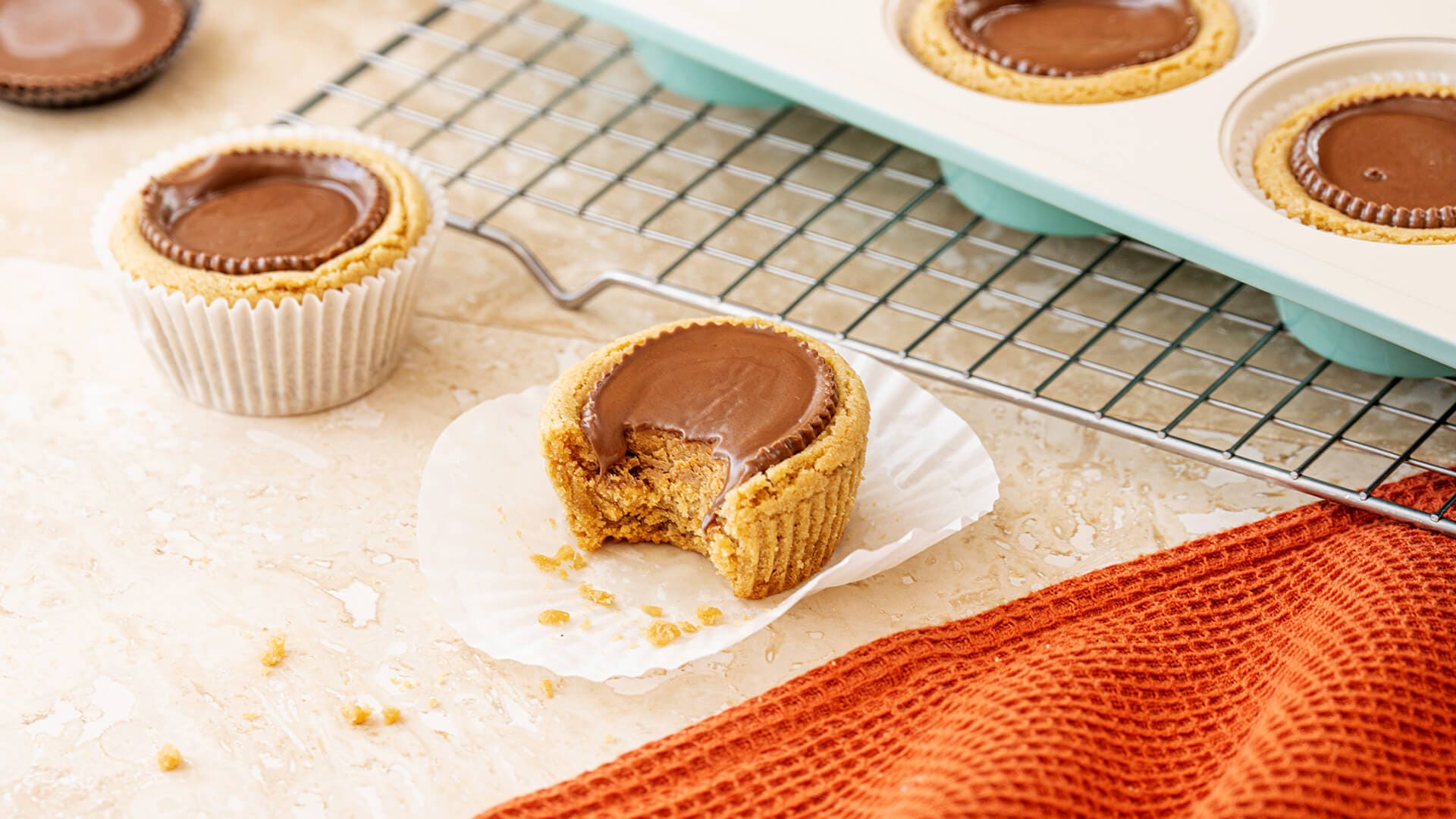 giant reeses peanut butter temptations on cooling rack