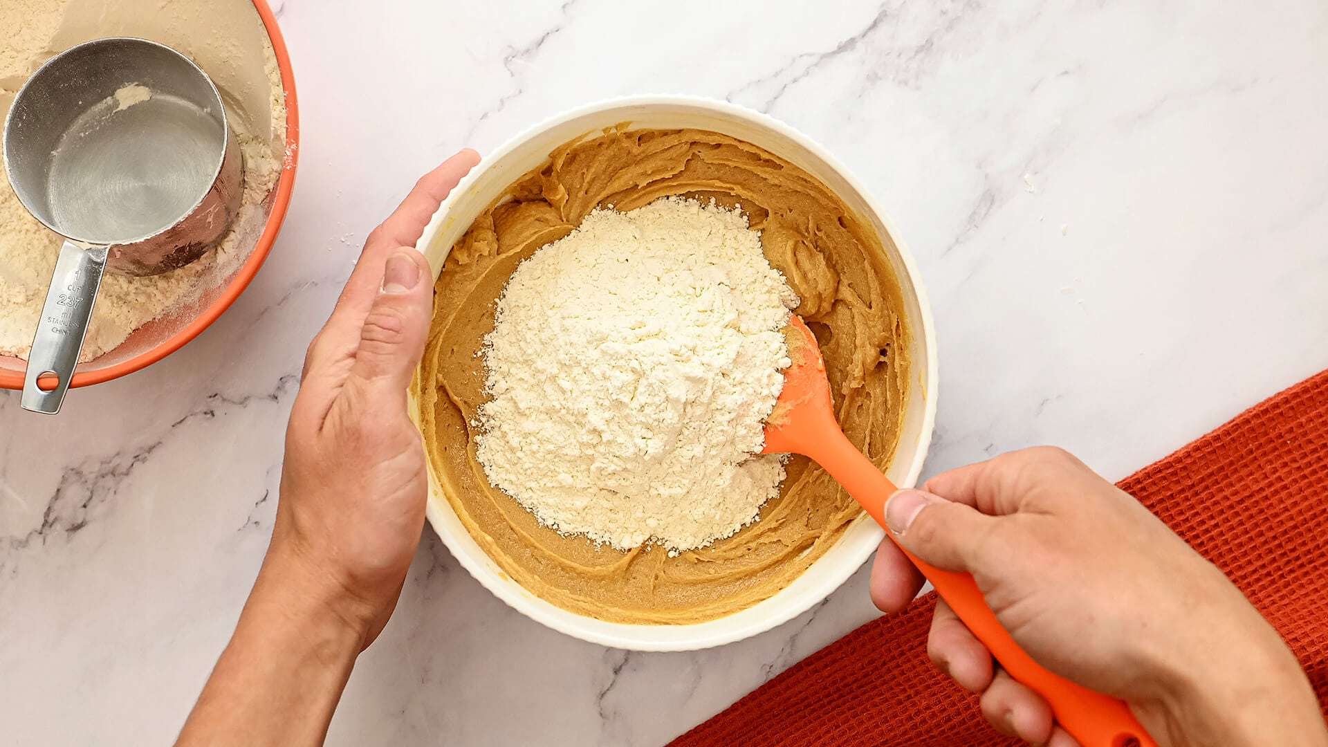 dry ingredients added to mixture