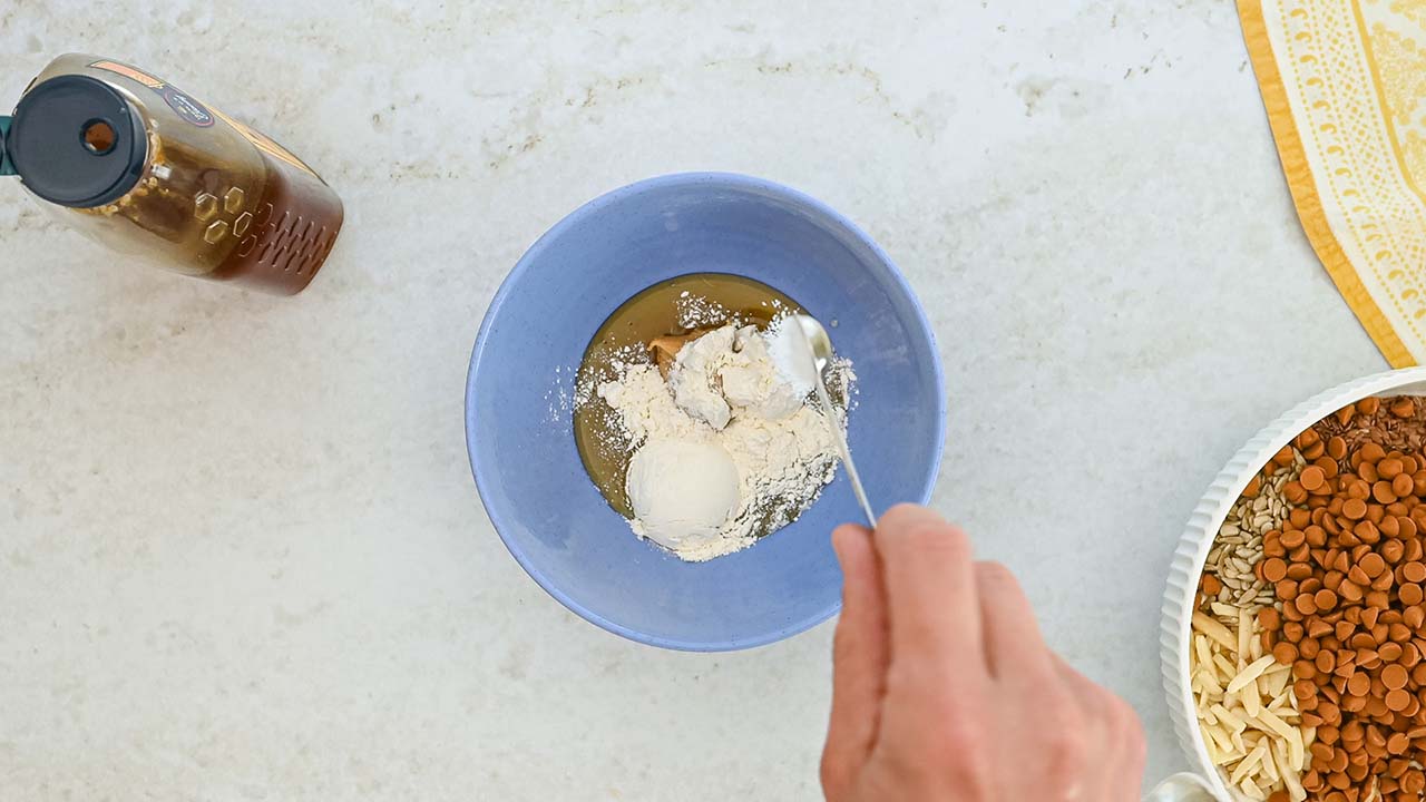 combining wet ingredients together in a small bowl