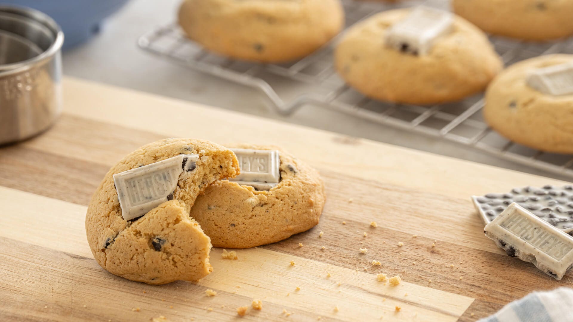 cookies n creme cookies with a bite taken out of one