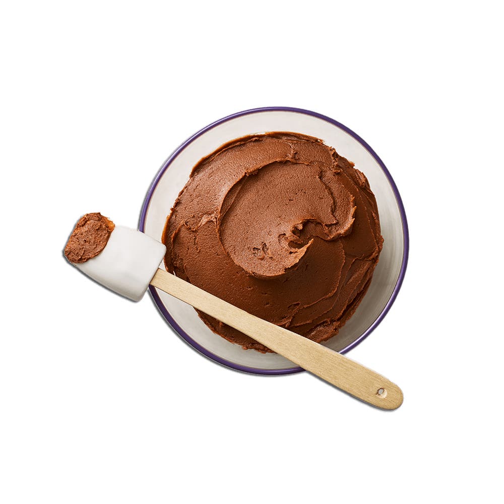 glass bowl of chocolate icing