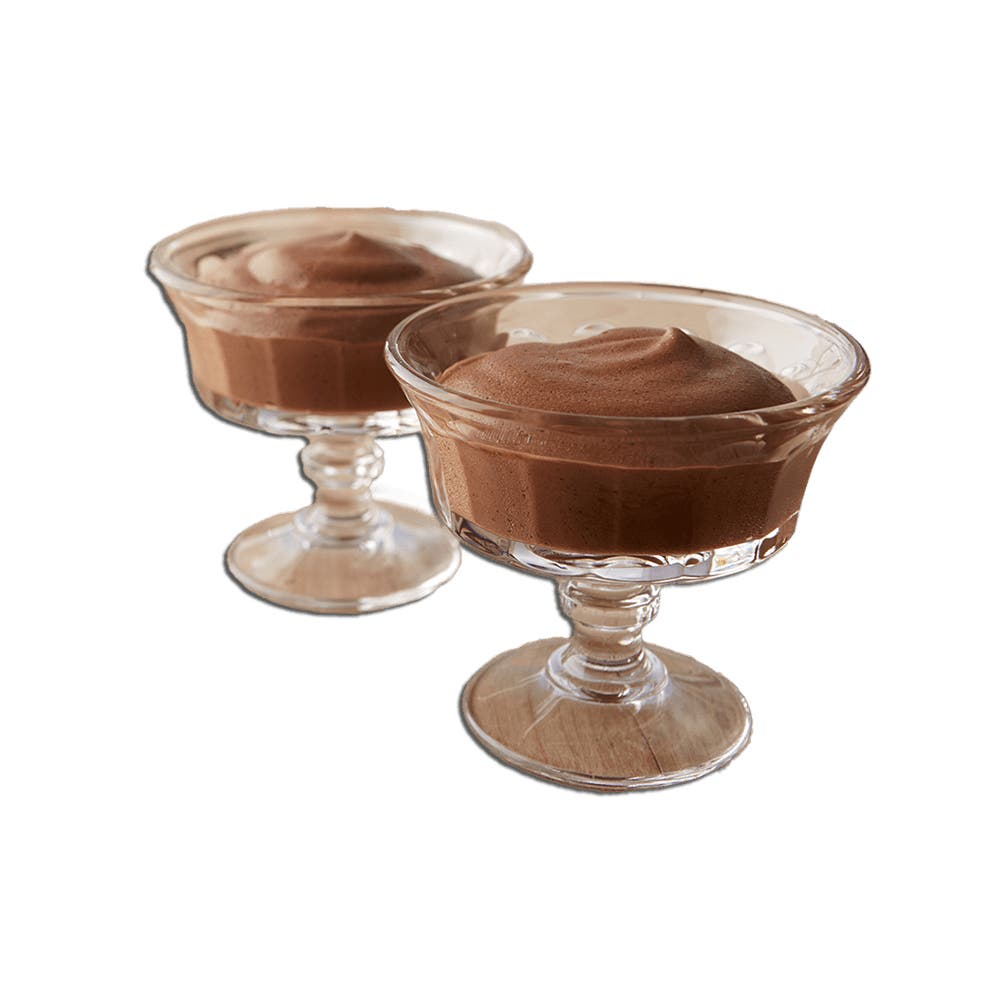 two glasses filled with chocolate mousse