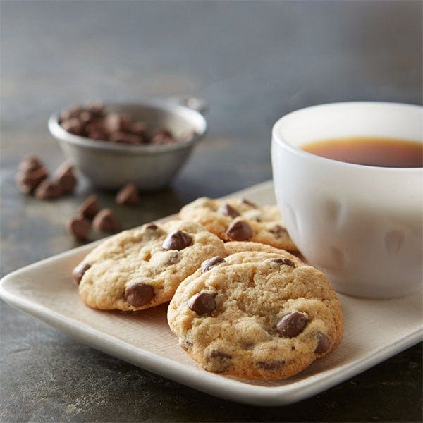 Cookies on a plate with tea