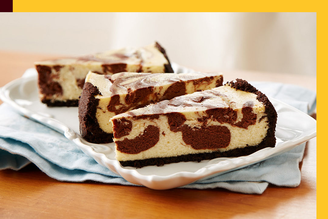 slices of hersheys chocolate marble cheesecake