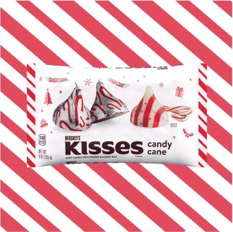 bag of hersheys kisses candy cane flavored mint candy