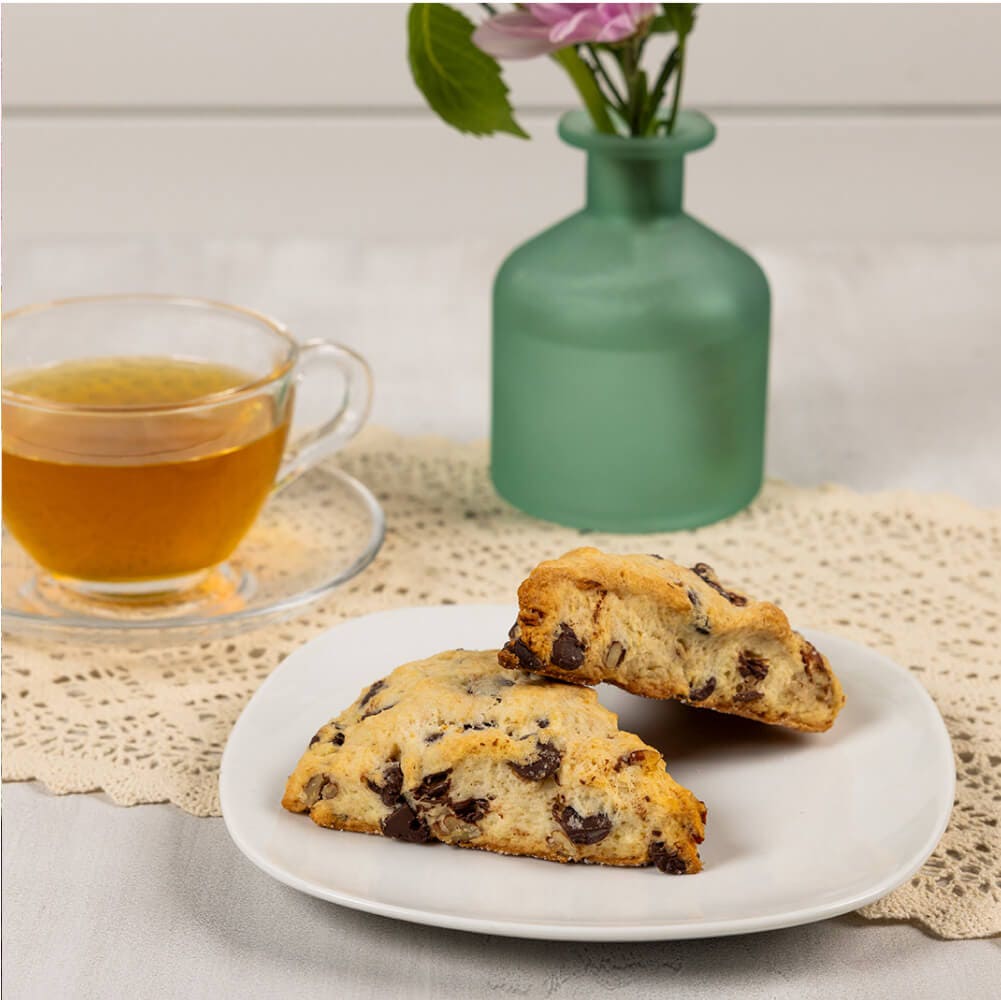 two scones and a cup of tea