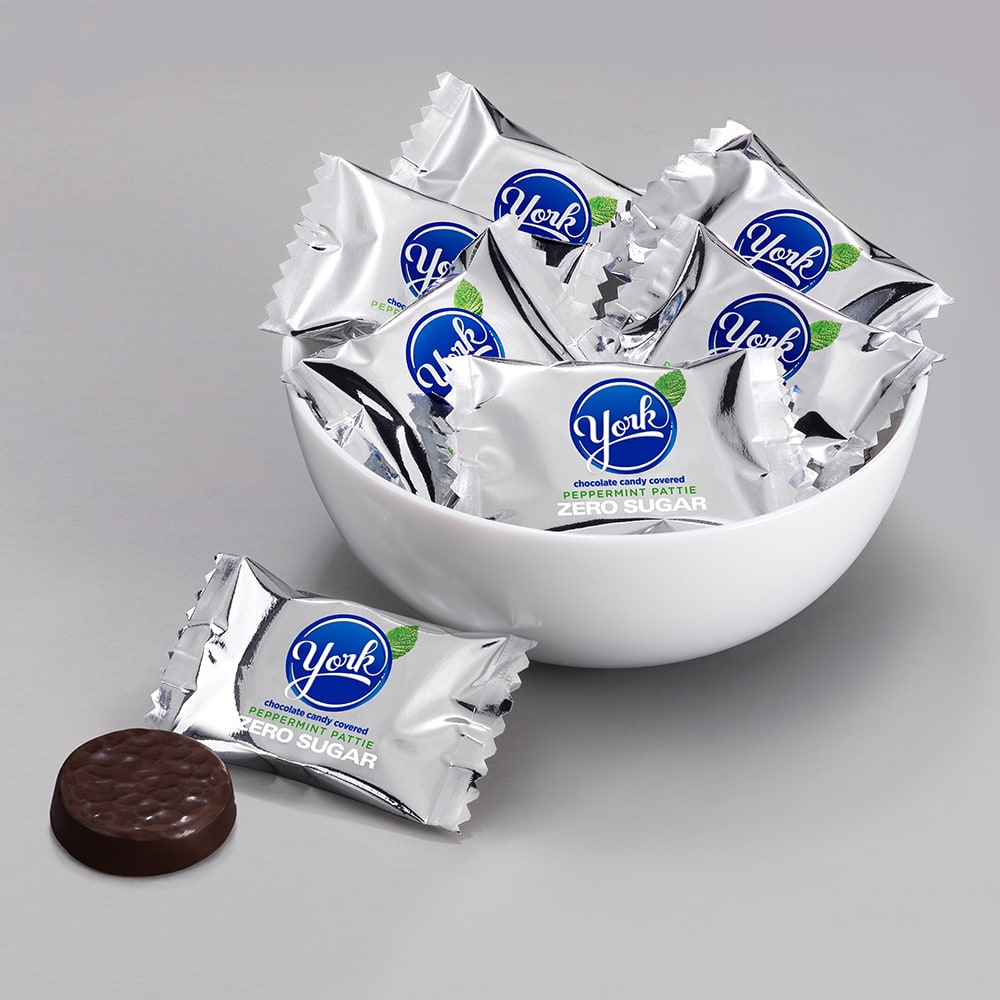 york zero sugar candy in bowl