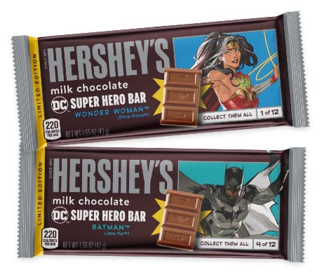 wonder woman and batman superhero candy bar designs