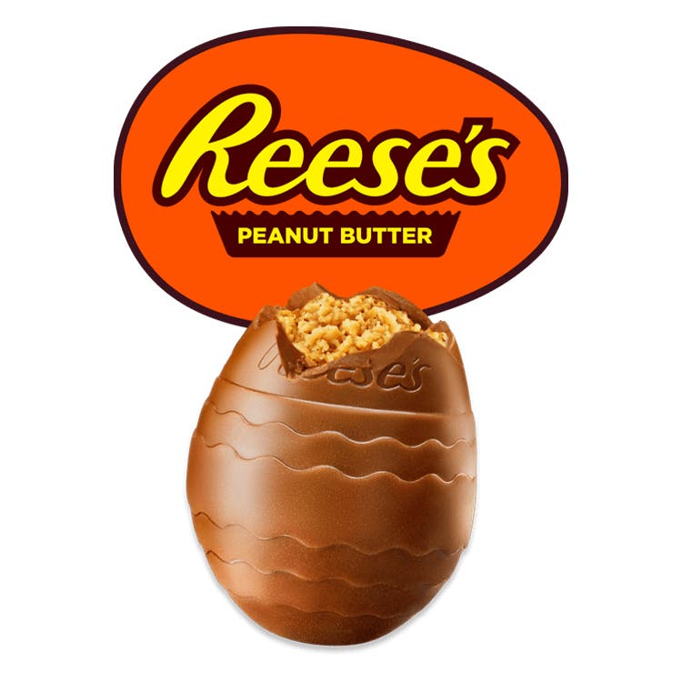 reeses peanut butter creme egg with bite taken out of the top