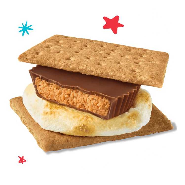 smore made with reeses milk chocolate peanut butter cup