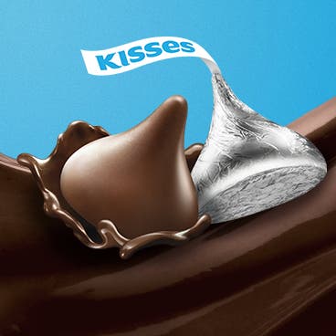 hersheys kisses falling into liquid chocolate