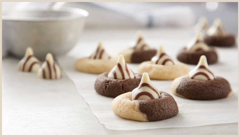 hershey's kisses marbled blossom cookies