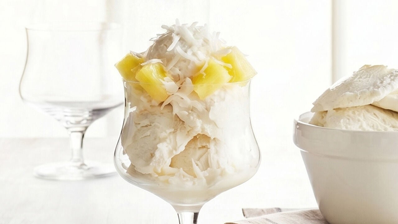 tropical inspired ice cream sundae