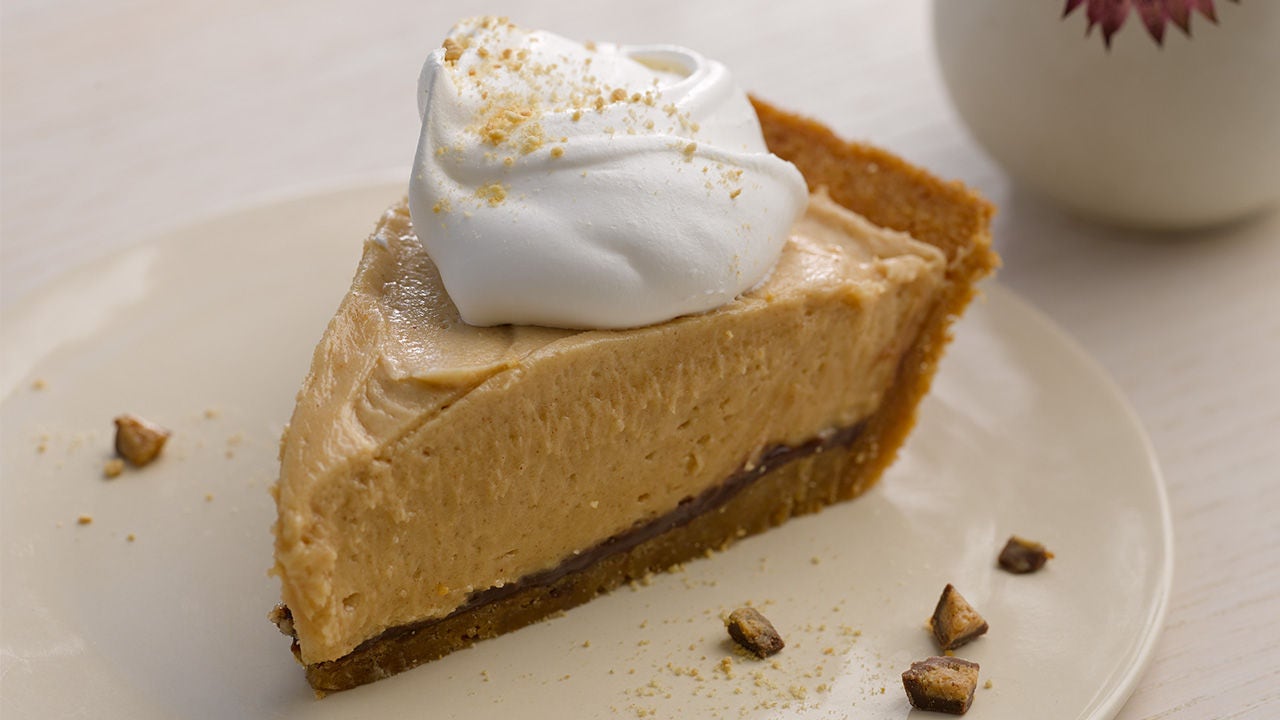 played slice of peanut butter and hersheys kisses pie