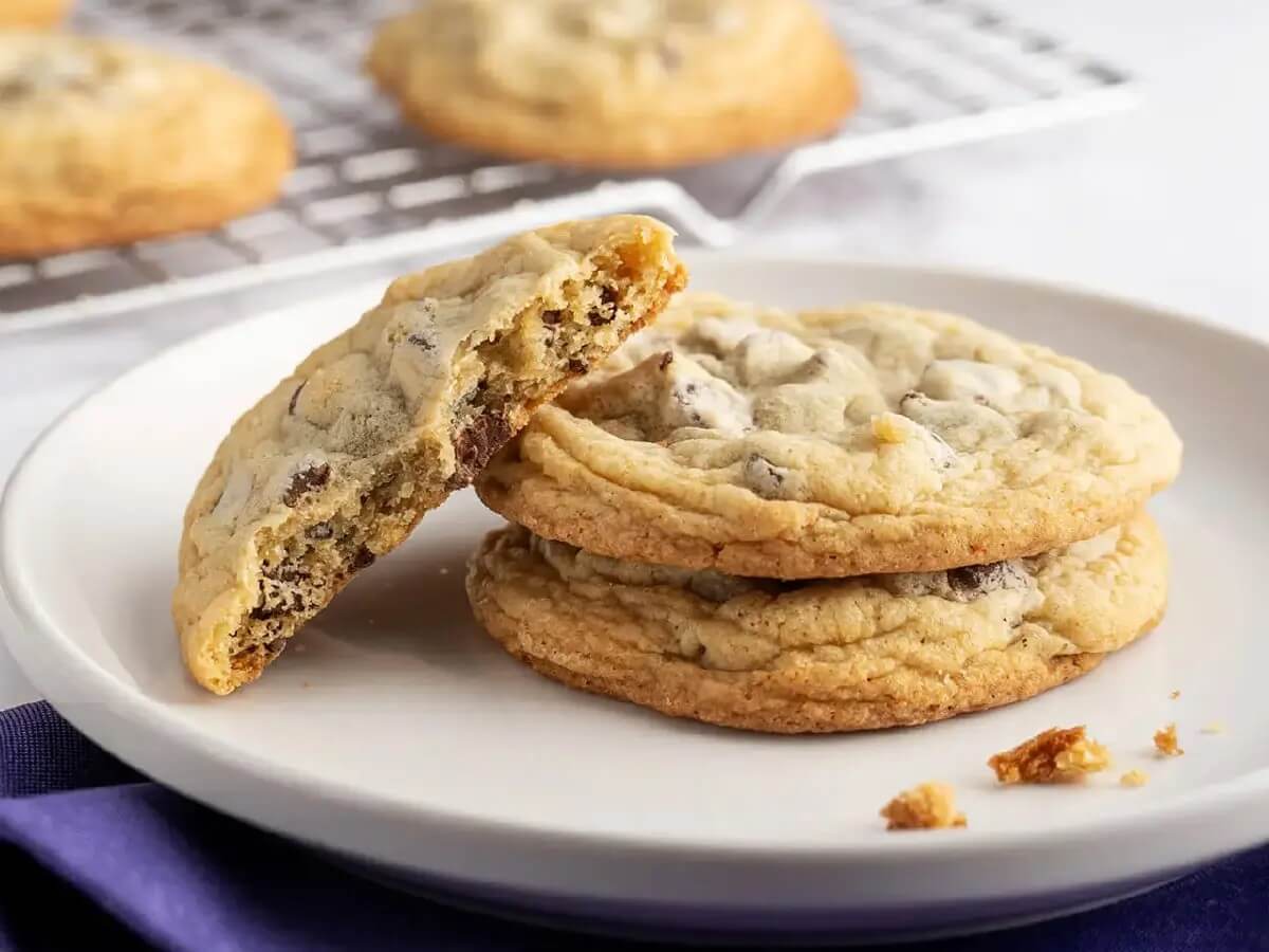 plate of chocolate chip cookies