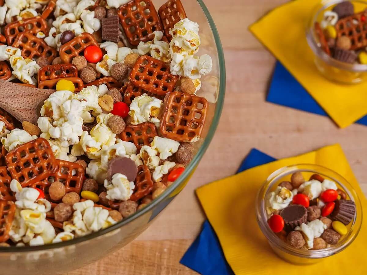 bowls of snack mix
