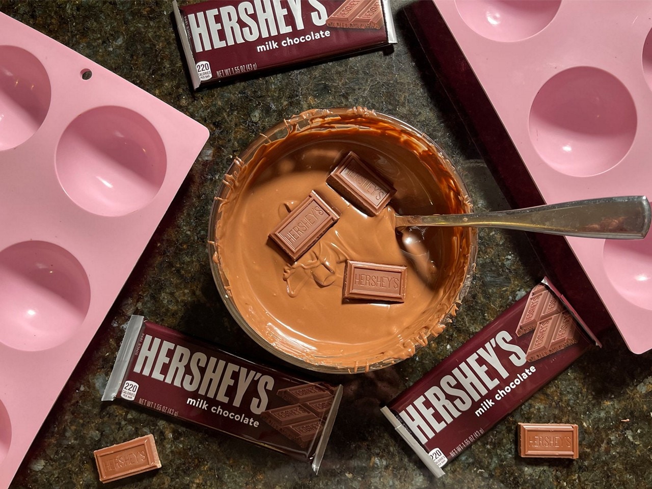 hershey's chocolate being melted in bowl