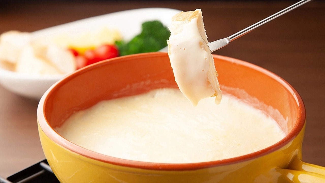 cheese fondue on a bowl