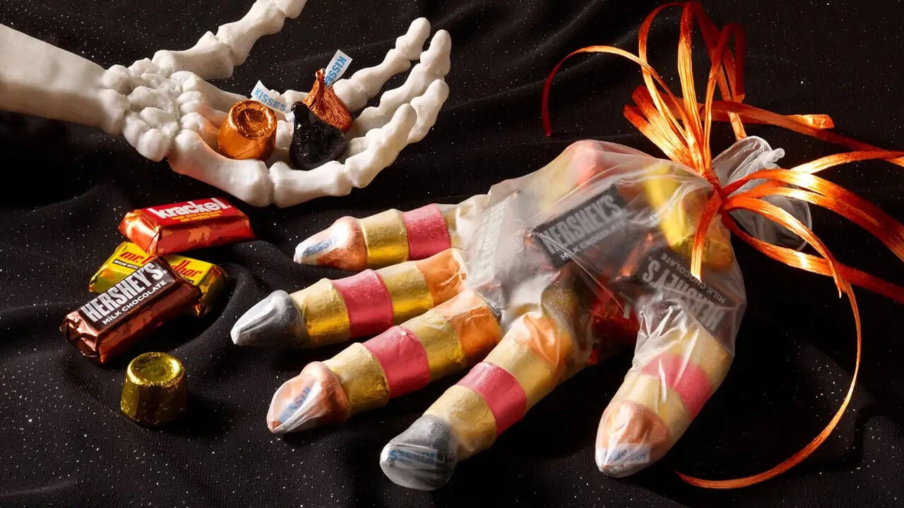 halloween skeleton hand treat bags