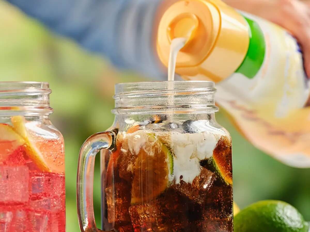 creamer poured in glass