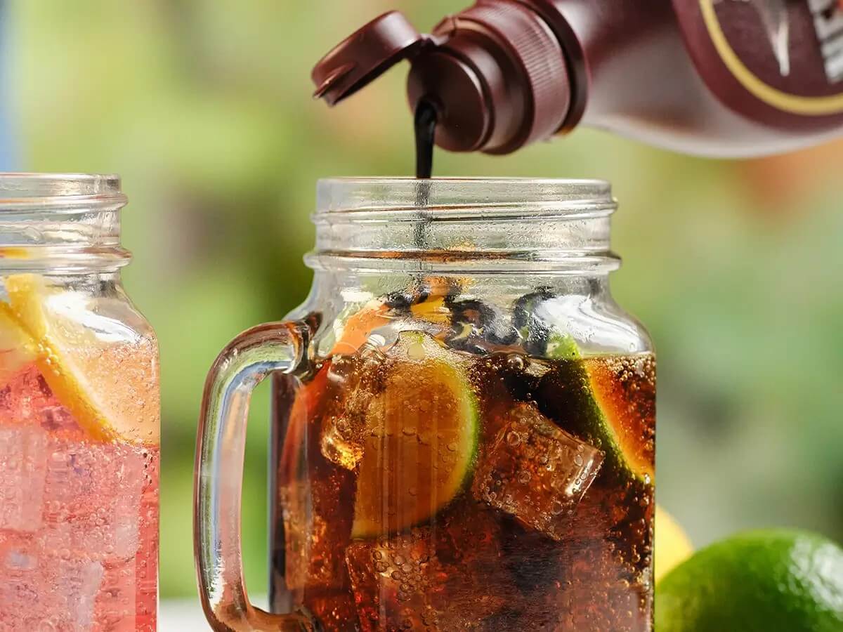 syrup poured in glass