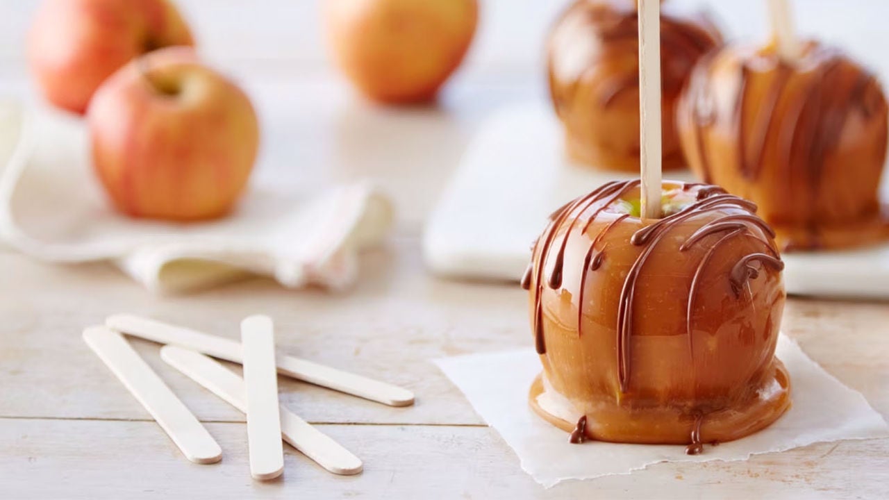 caramel apple on a stick